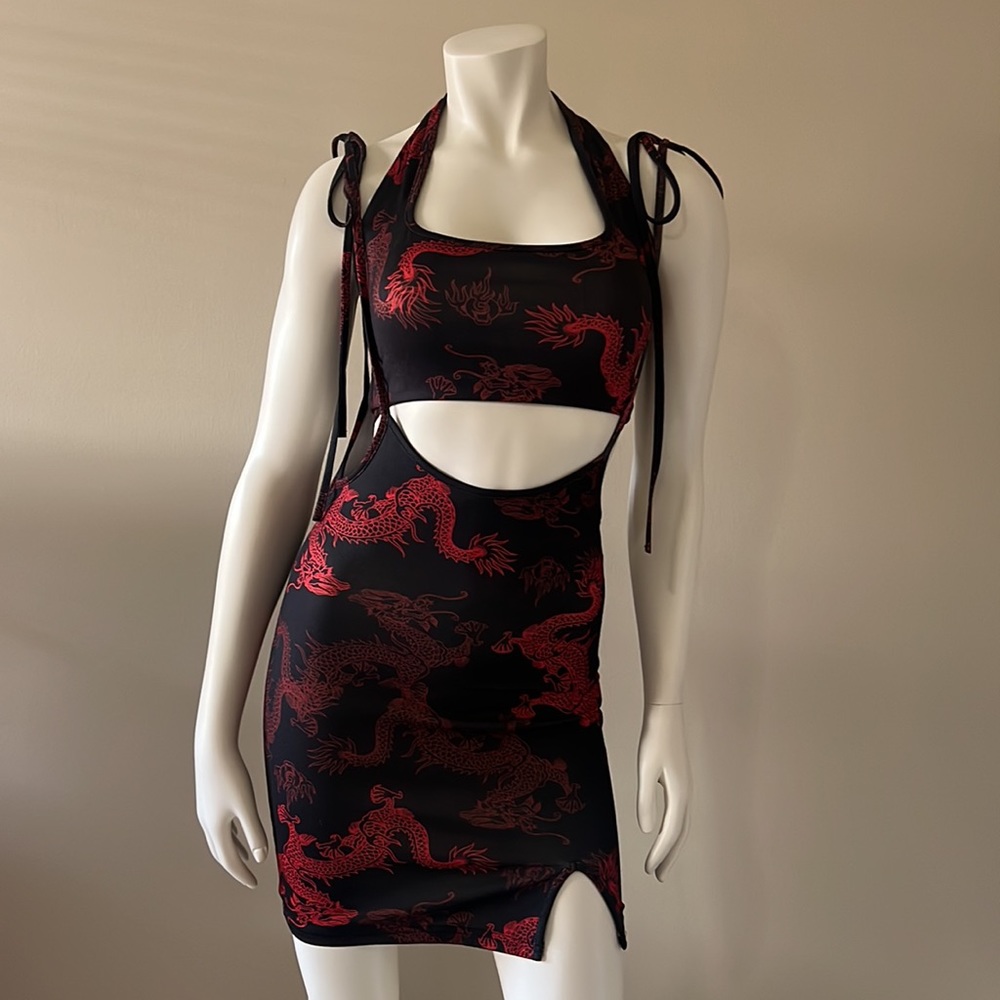 Dragon print top and skirt